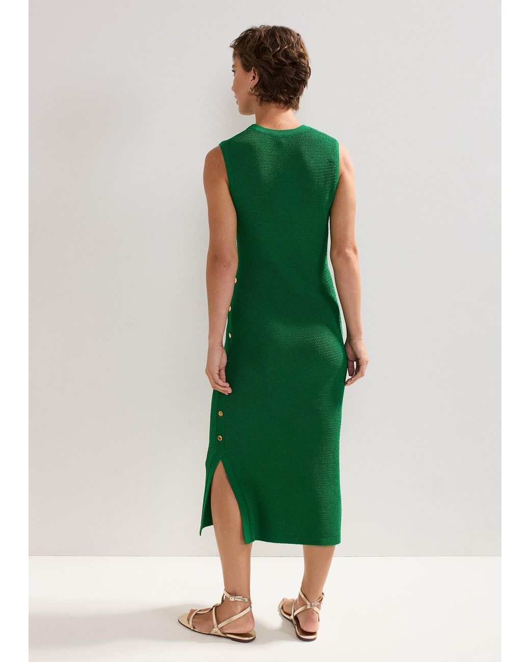 Phase Eight Green Kacie Crochet Button Knitted Dress