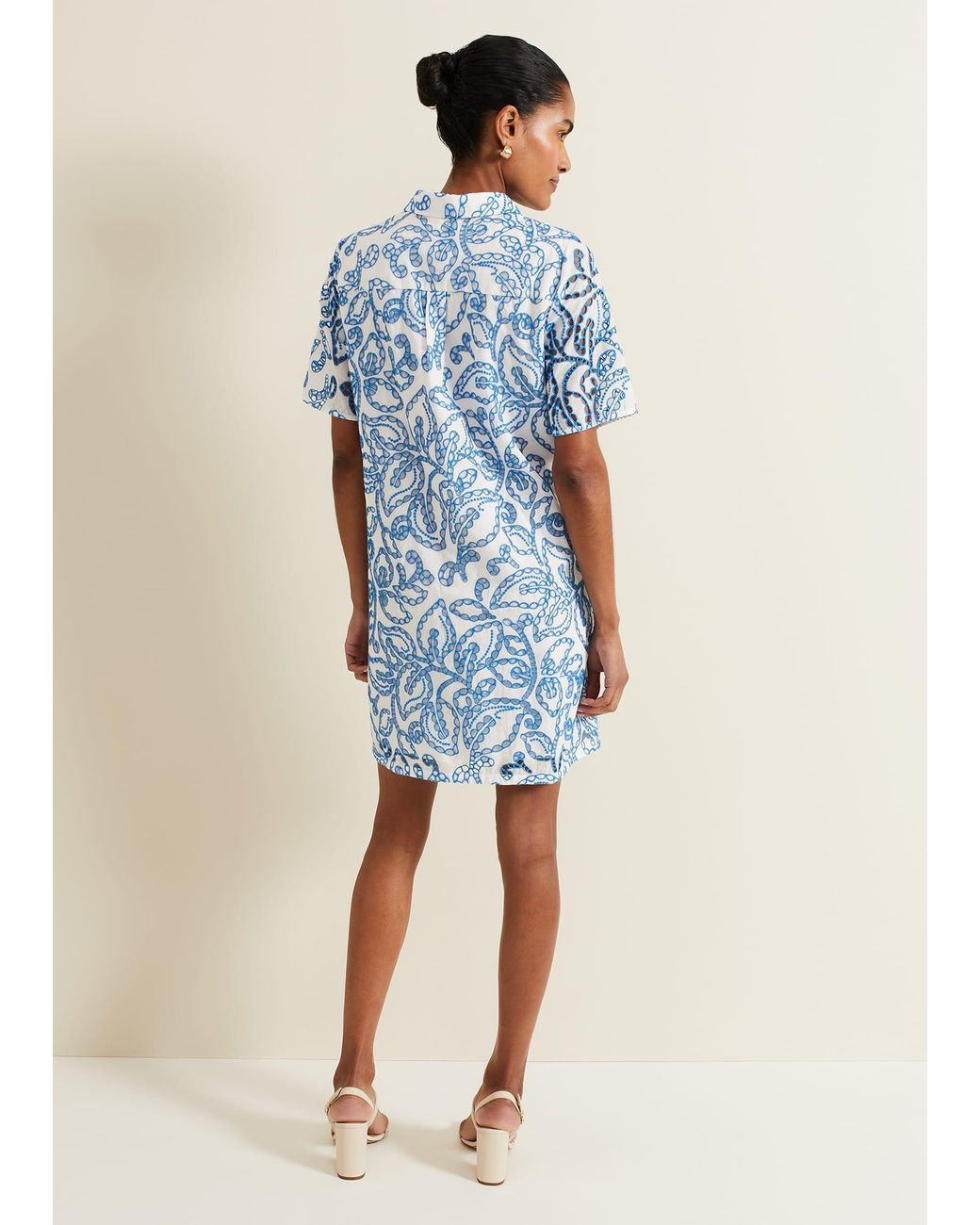 Phase Eight Blue Nicky Broderie Swing Dress