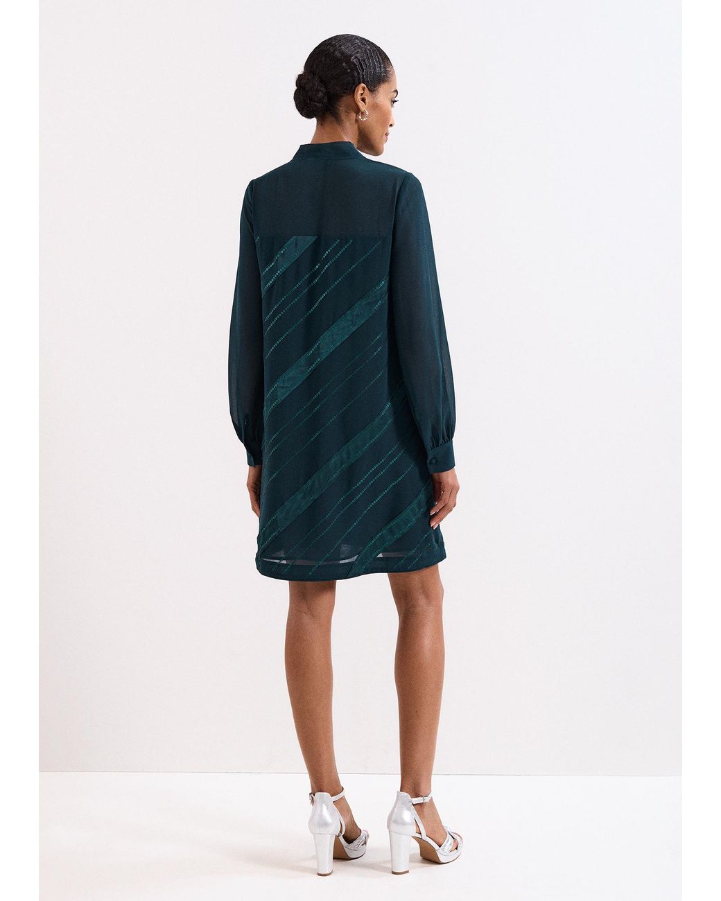 Phase Eight Blue Sonali Satin Stripe Vinne Dress