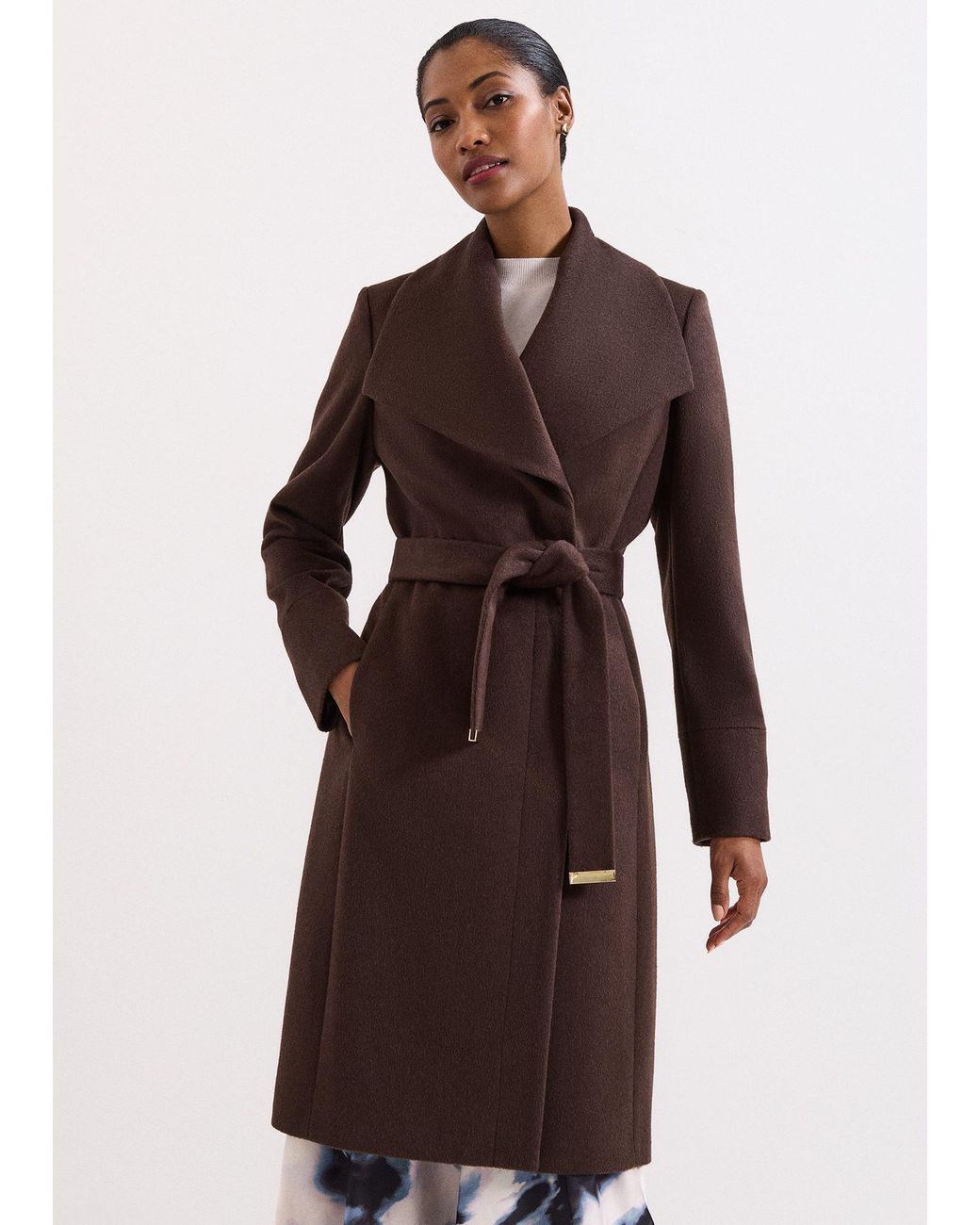 Phase Eight Brown Nicci Belted Wool Coat
