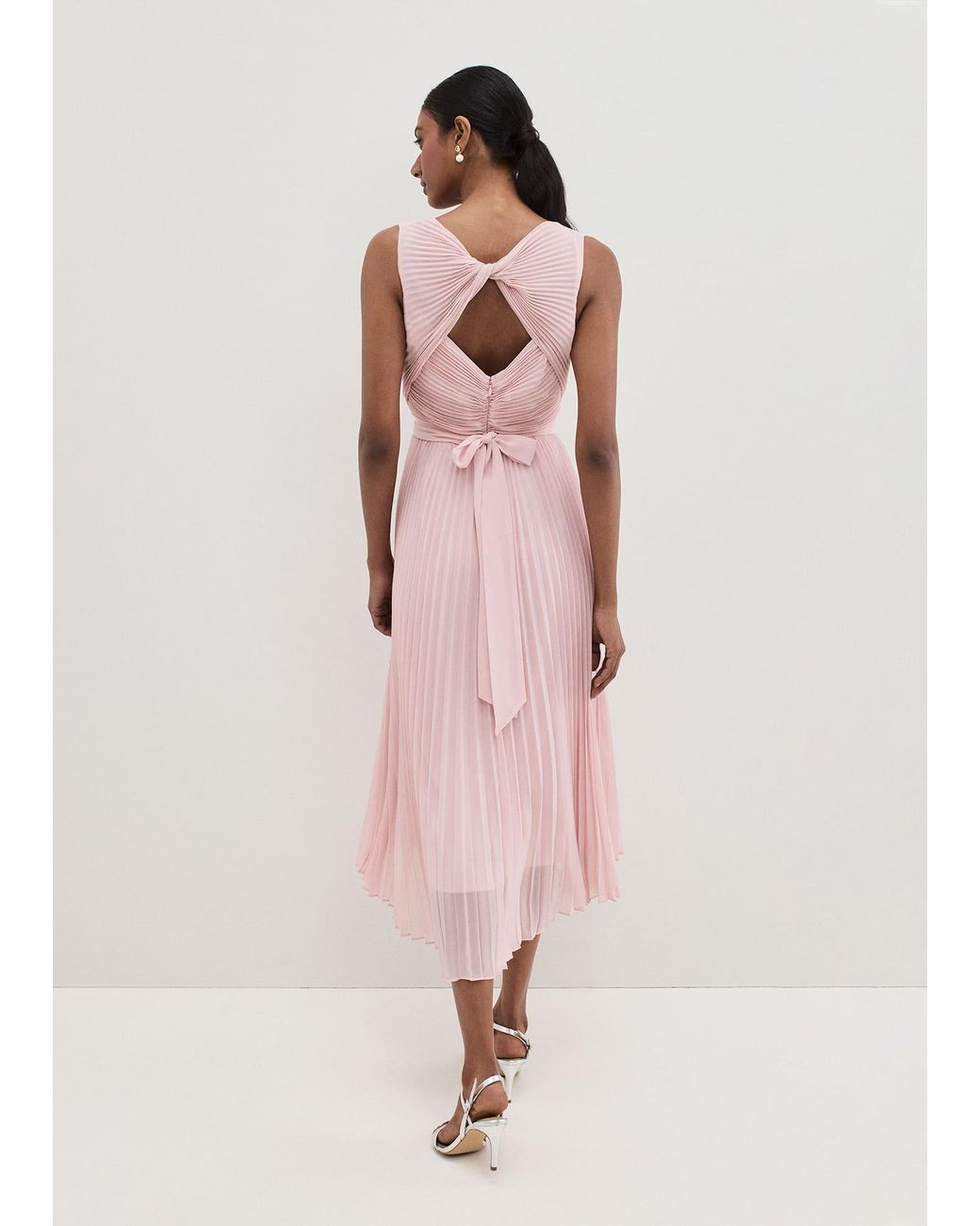 Phase Eight Pink Cressida Pleated Midi Dress