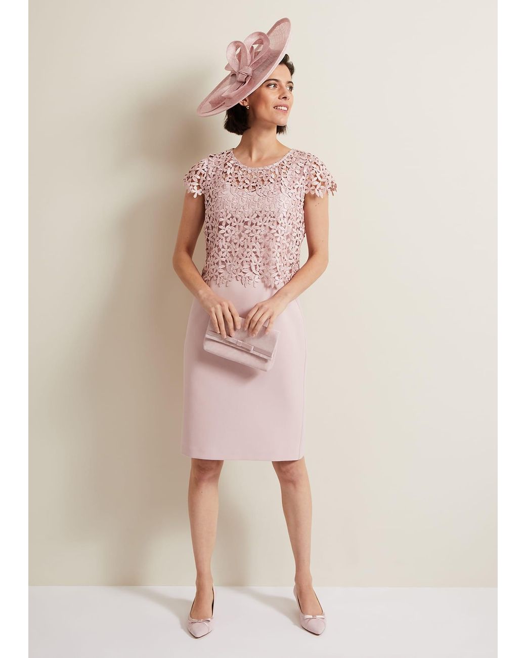 Phase Eight Natural Daisy Lace Midi Drss