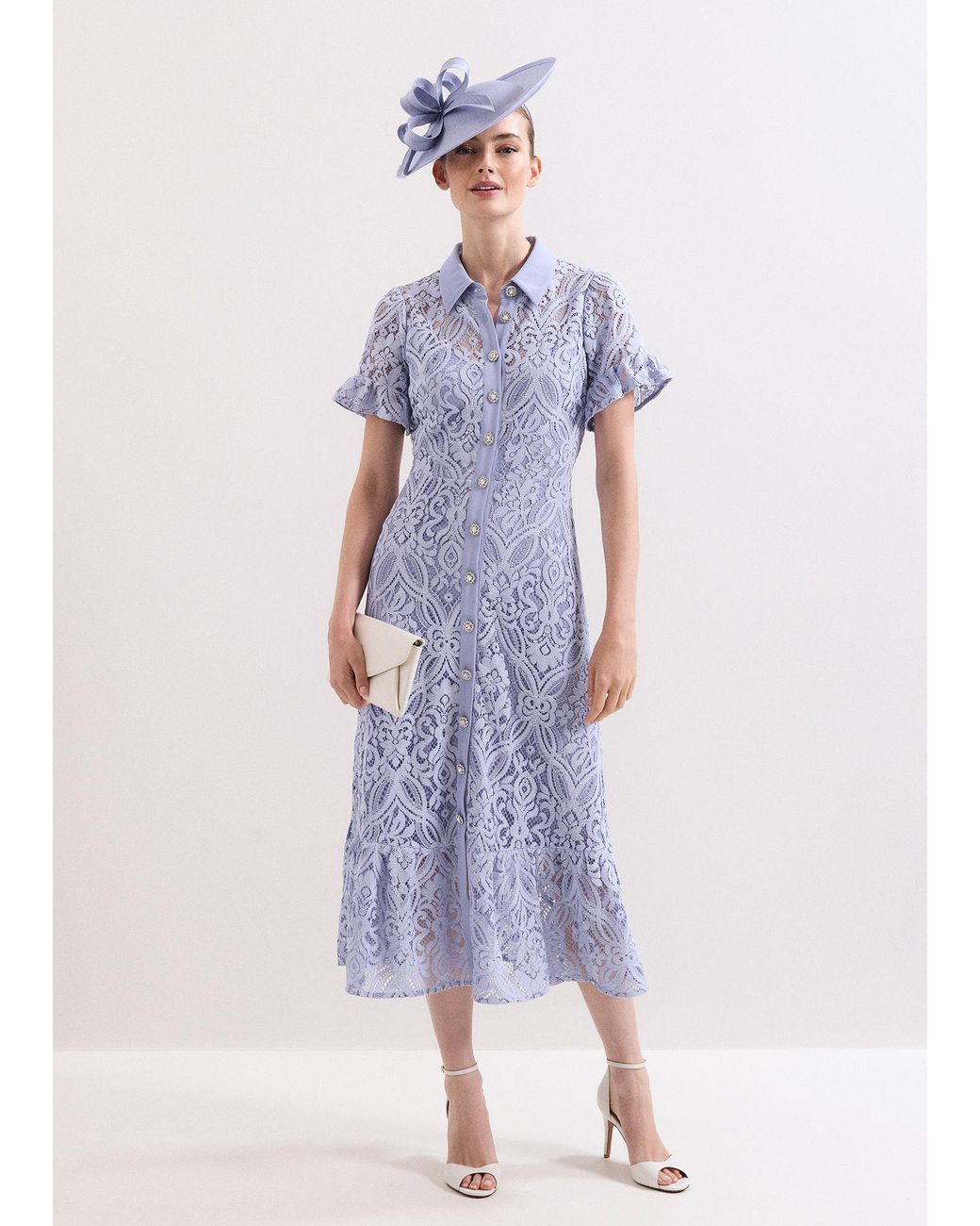 Phase Eight Purple Carmine Lace Midi Dress
