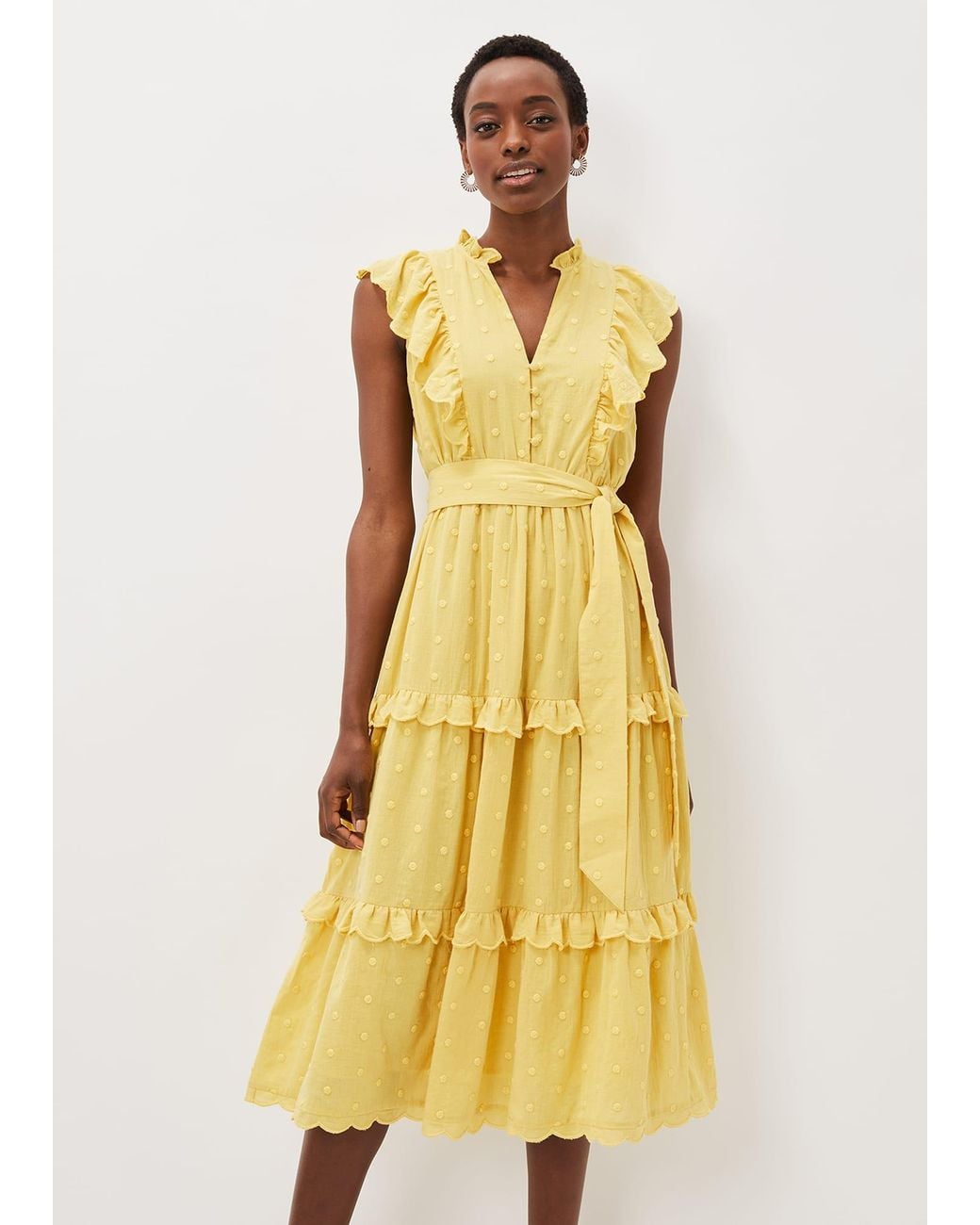 Phase Eight Blue Parissa Cotton Frill Dress
