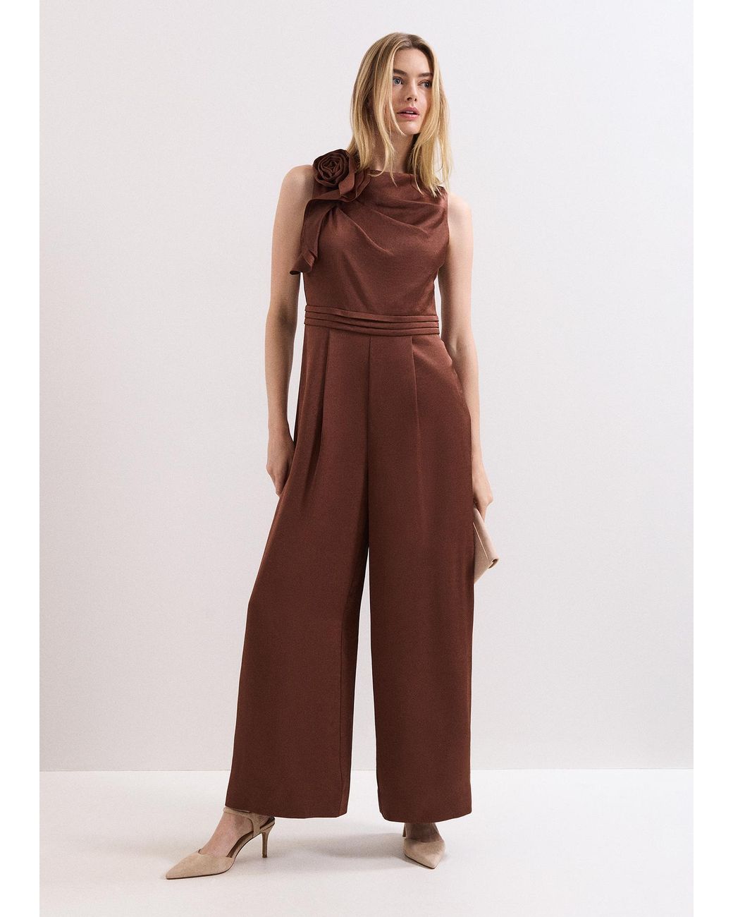 Phase Eight Brown Elora Corsage Jumpsuit