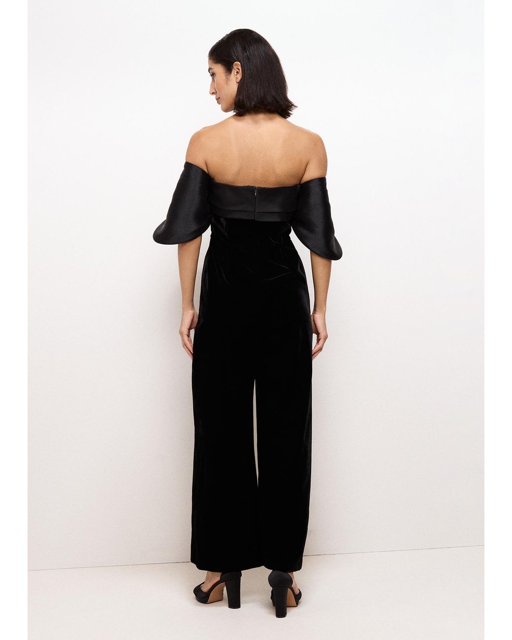 Phase Eight Black Angelica Bardot Velvet Jumpsuit