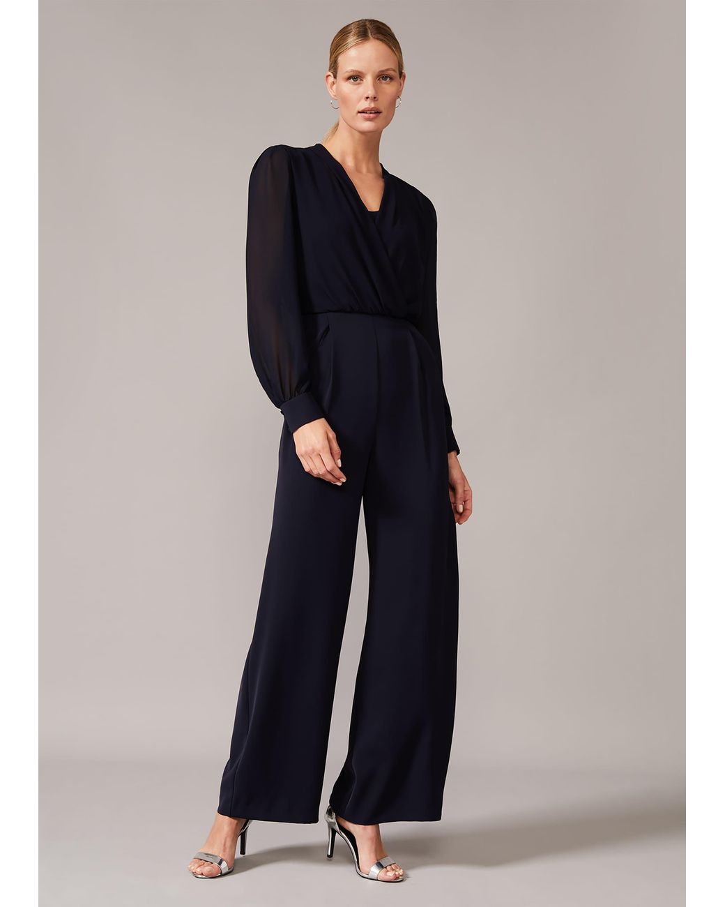 Phase Eight Blue Jass Chiffon Bodice Jumpsuit