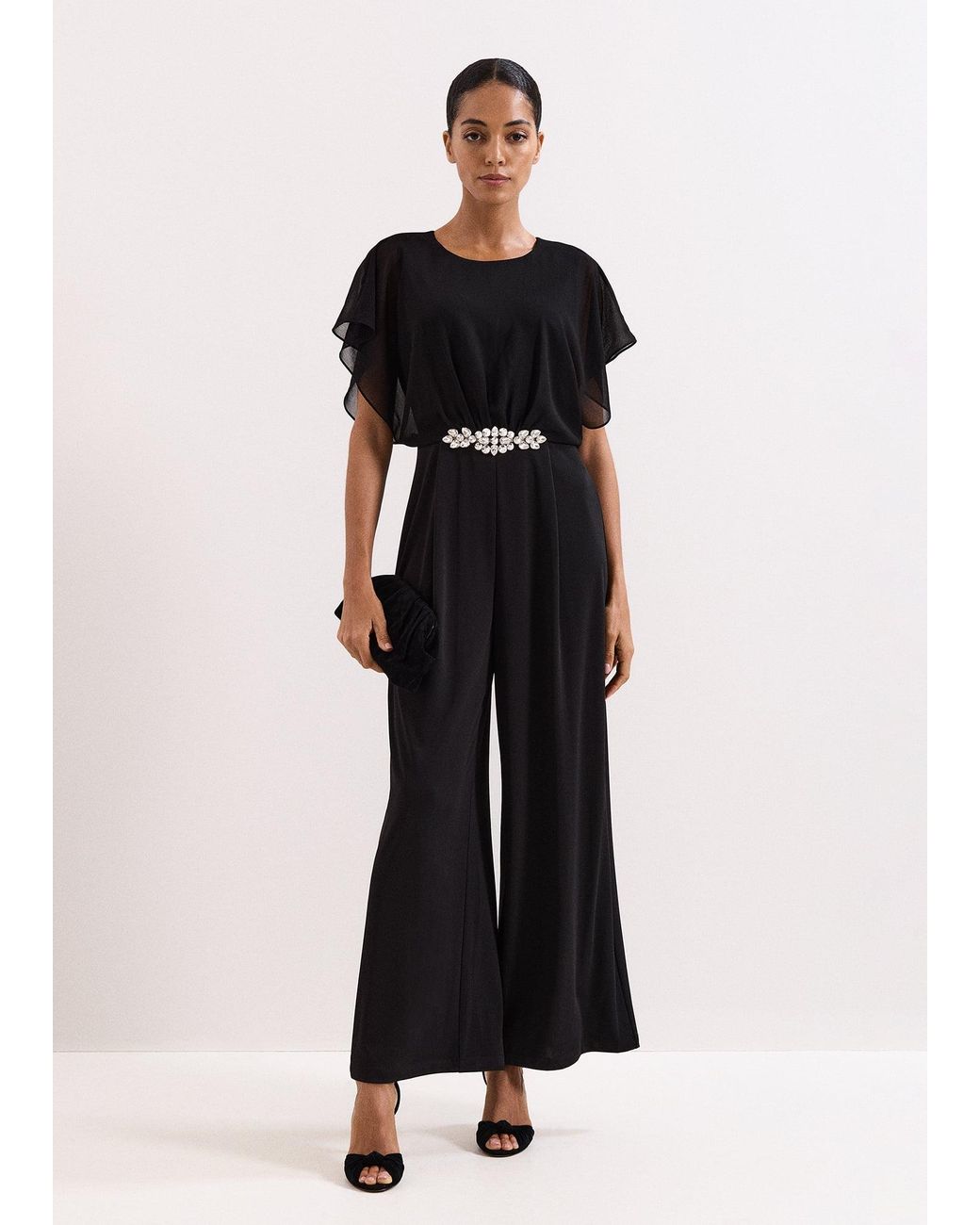 Phase Eight Black Velma Jewelled Belt Jumpsuit
