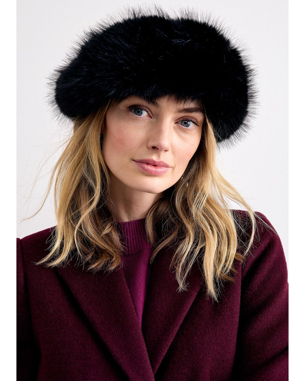 Phase Eight Black Faux Fur Headband