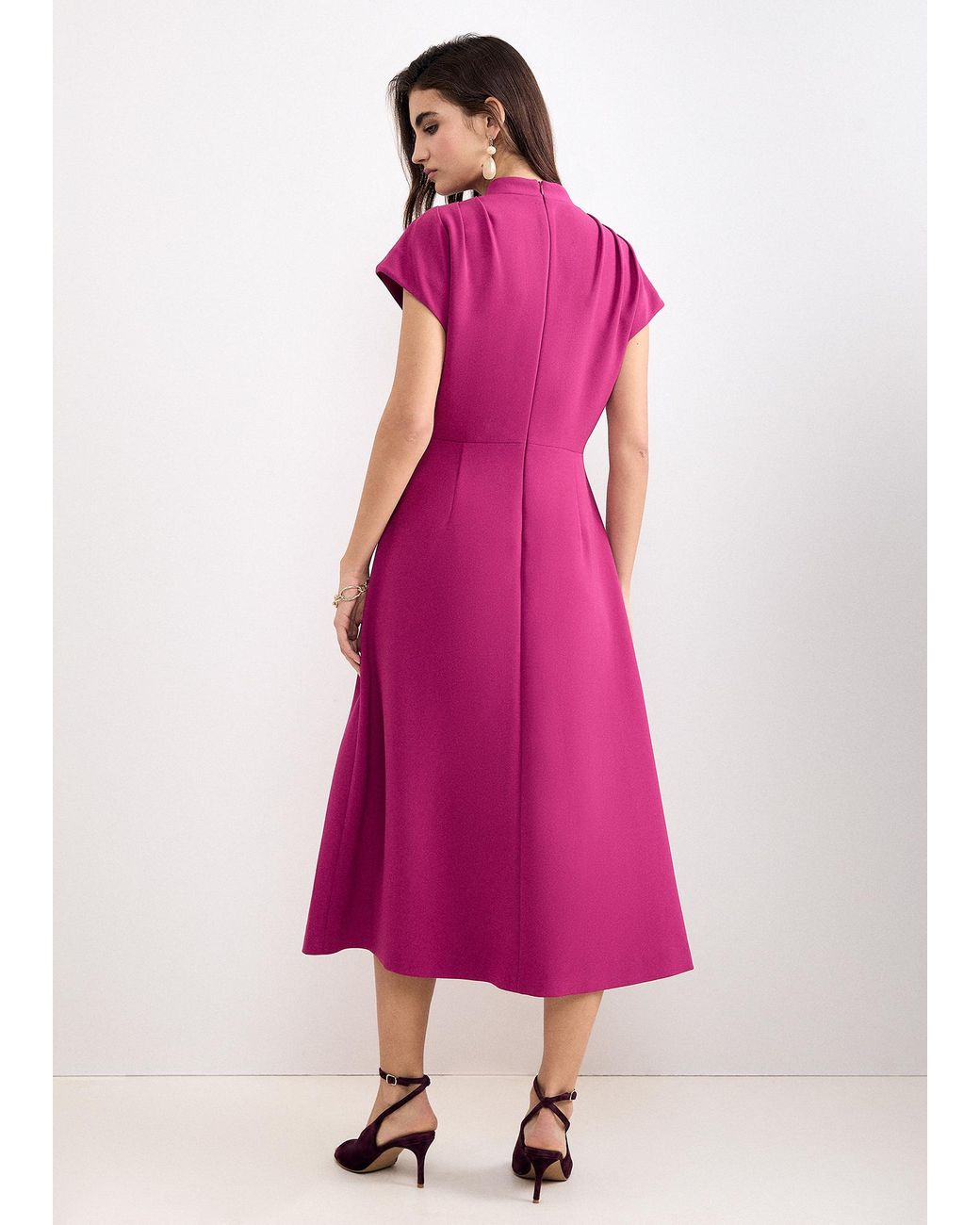 Phase Eight Pink Hanna Pleated Cap Sleeve Dress