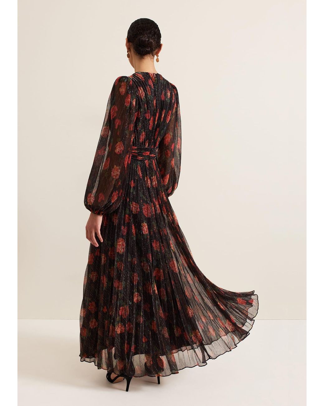 Phase Eight Natural Kenzia Wrap Floral Shimmer Maxi Dress