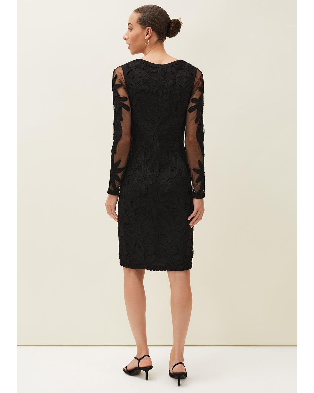 Phase Eight Black Isobel Tapework Lace Dress
