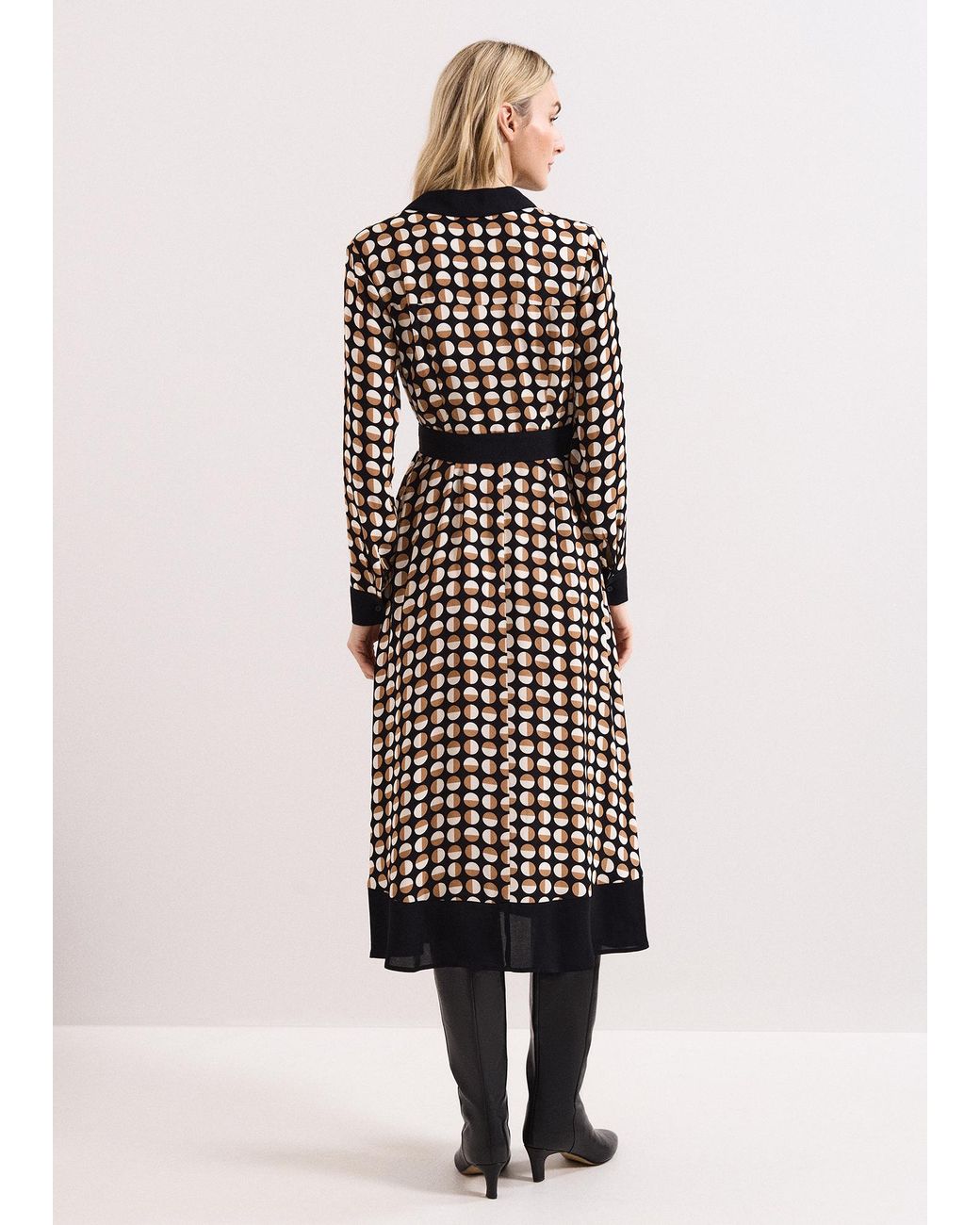 Phase Eight Natural Naomi Spot Shirt Midi Dress