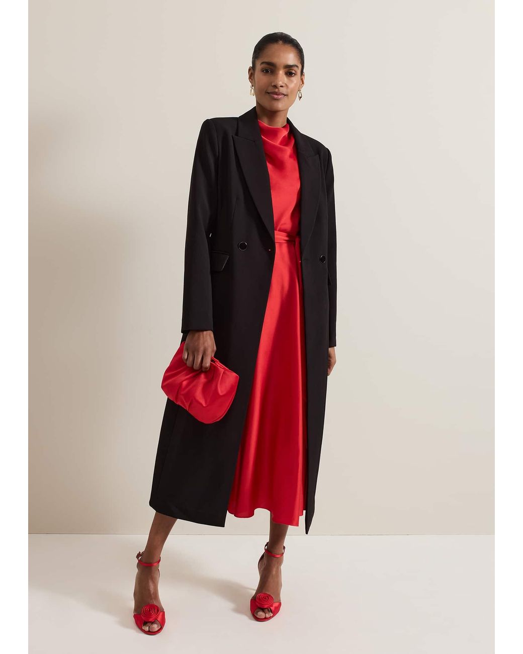 Phase Eight Black Maya Fitted Crepe Coat