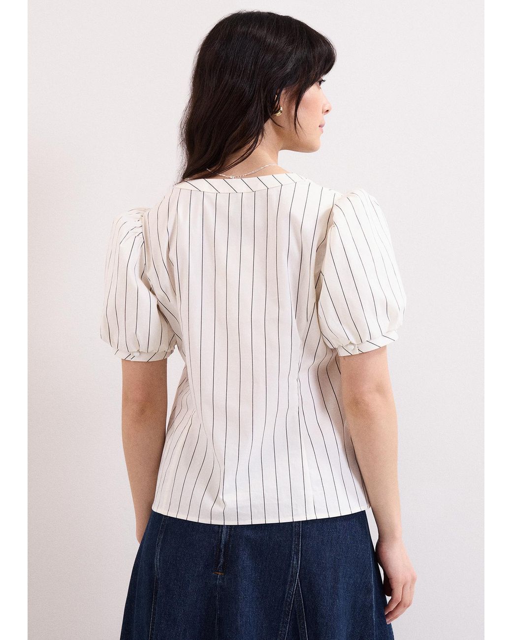 Phase Eight White Elora V-Neck Stripe Blouse