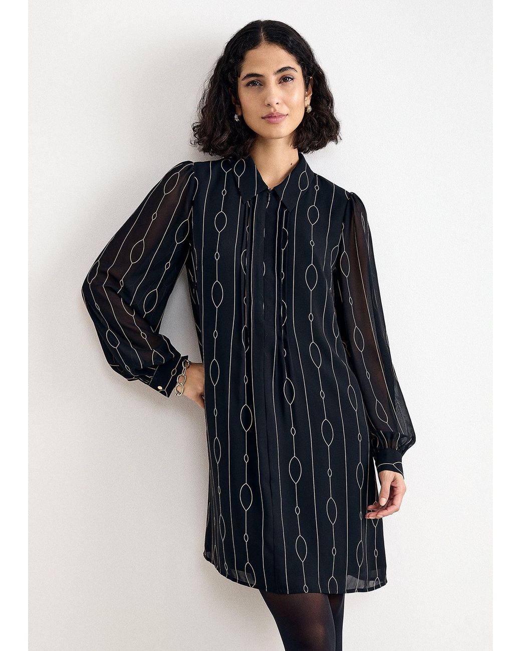 Phase Eight Blue Candice Geo Long Sleeved Mini Dress