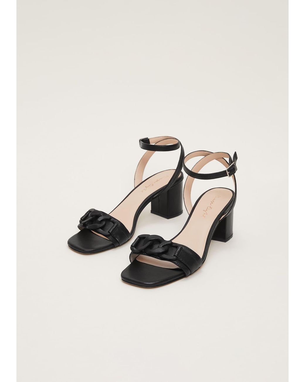 Phase Eight Natural Leather Open Toe Block Heels
