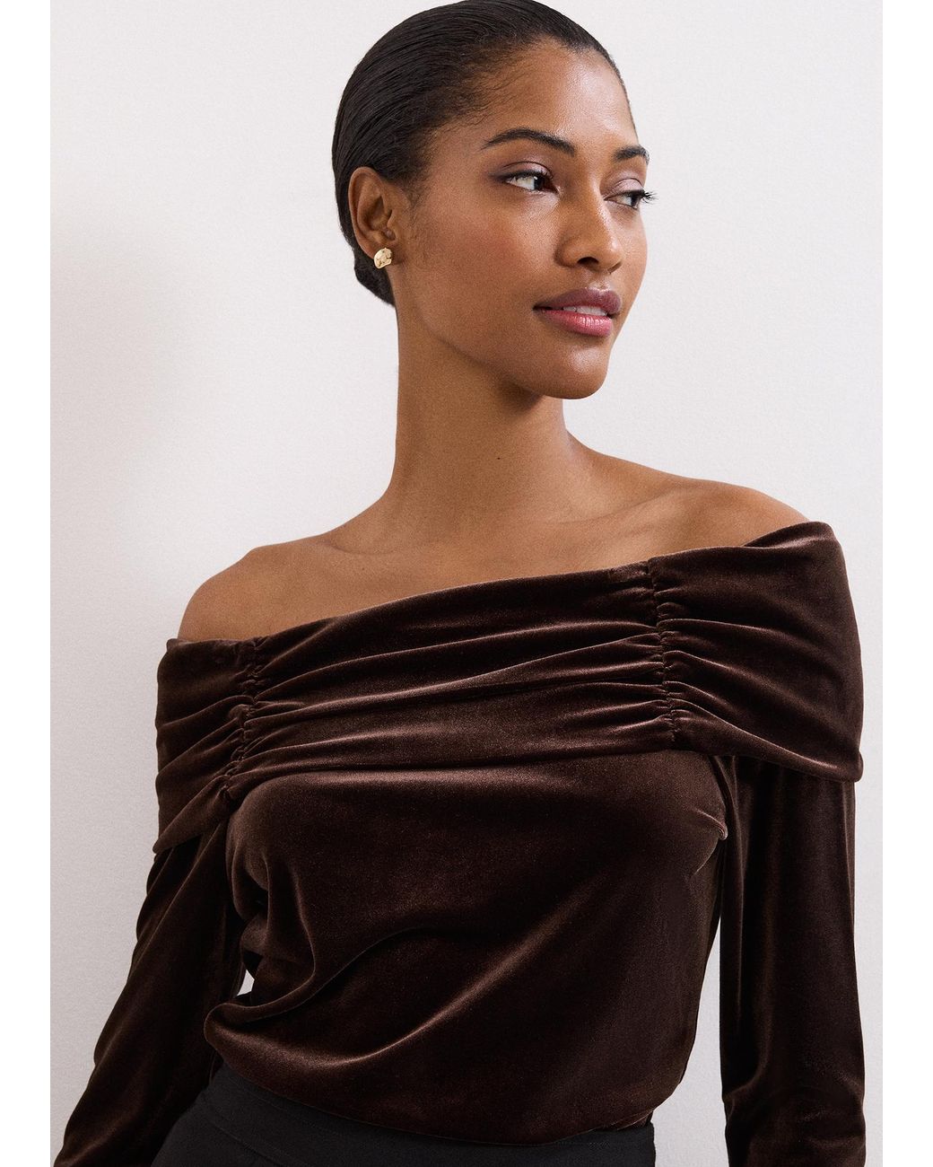 Phase Eight Black Orelia Velvet Bardot Top