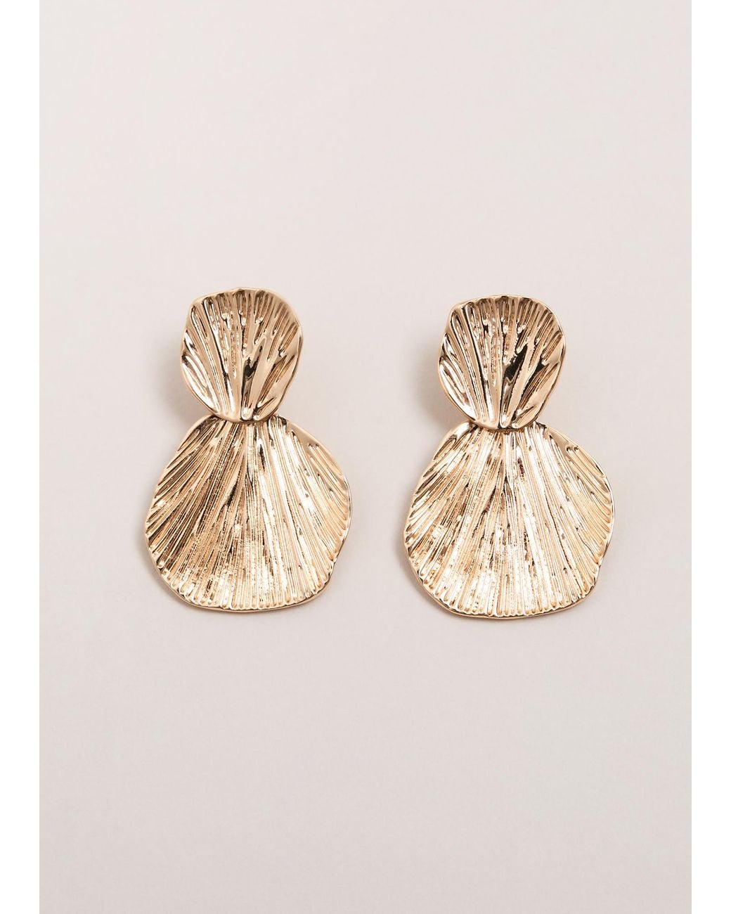 Phase Eight Natural Textured Disc Drop Earrings