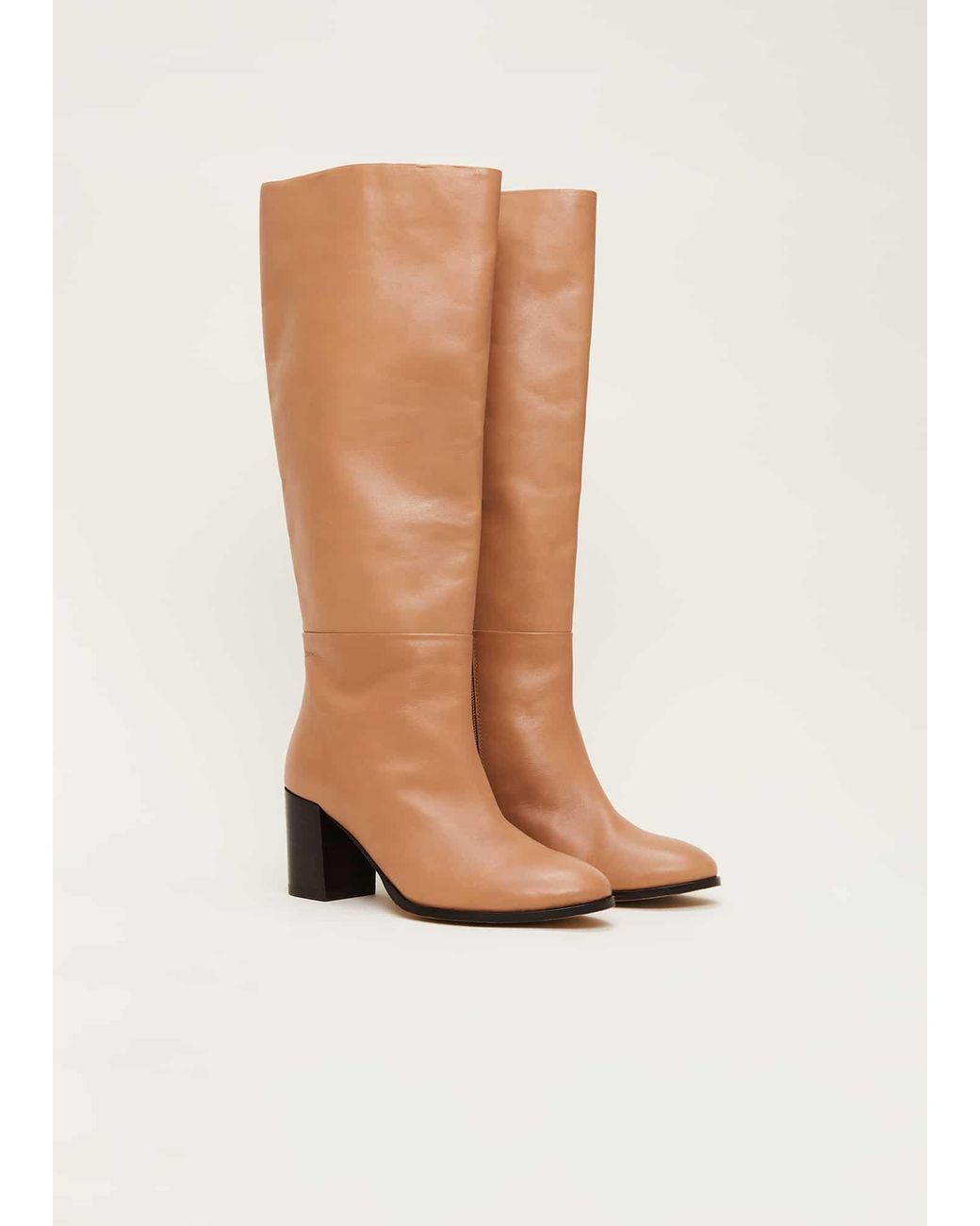 Phase Eight White Leather Knee High Boots