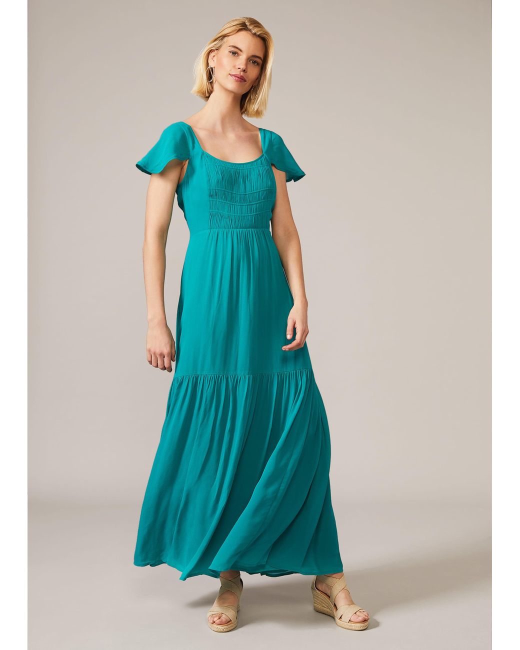 Phase Eight Blue Dauphine Cap Sleeve Maxi Dress