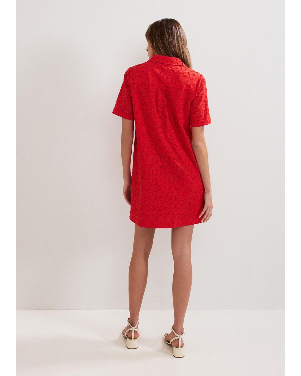 Phase Eight Red Nicky Broiderie Dress