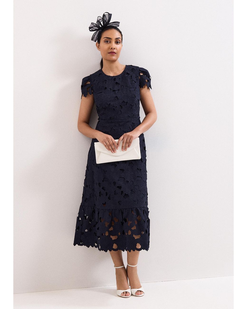 Phase Eight Blue Petite Leilani Lace Midi Dress