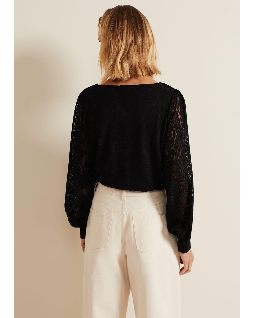 Phase Eight Black Azarliah Snake Burnout Top