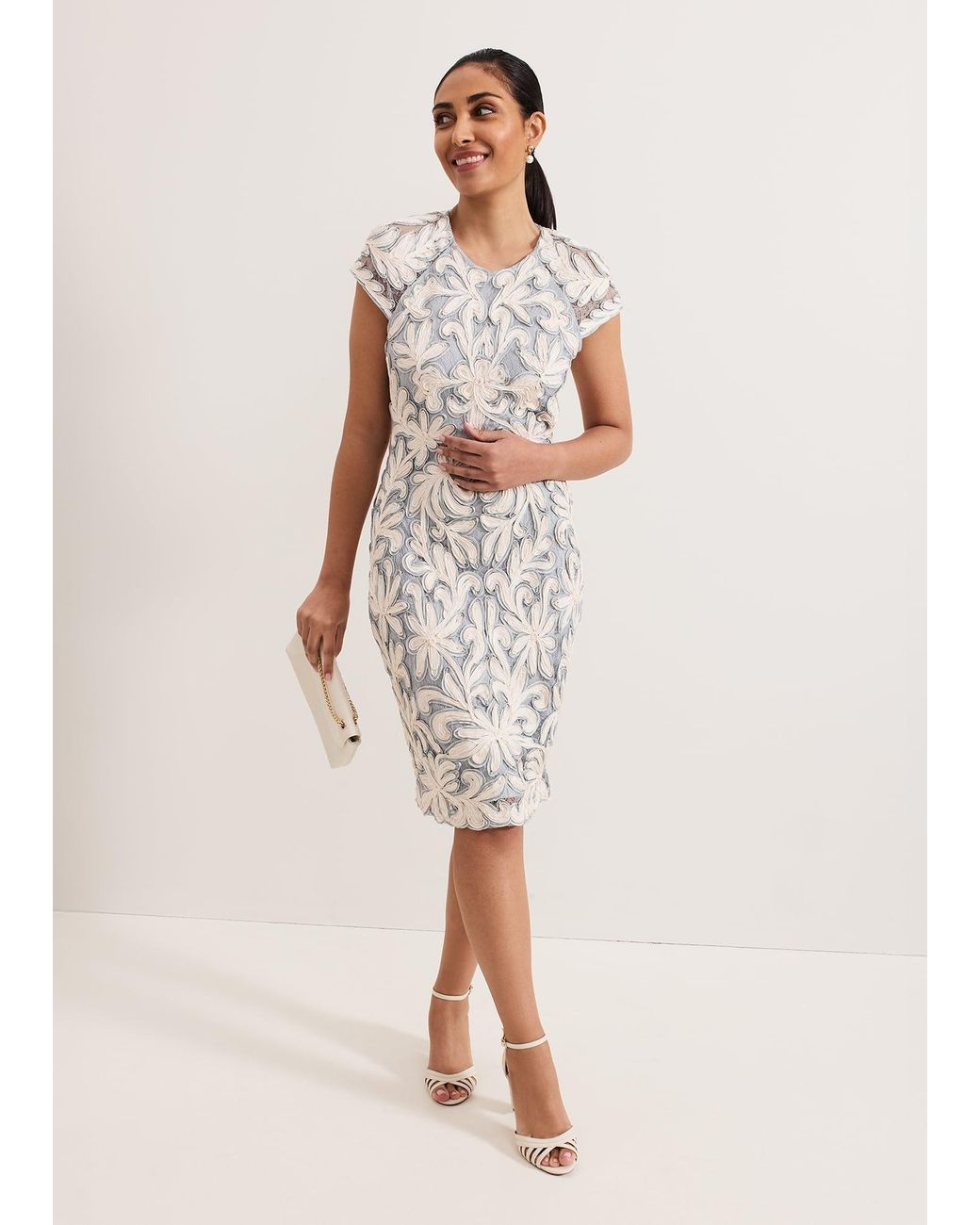 Phase Eight Natural Petite Karima Tapework Midi Dress
