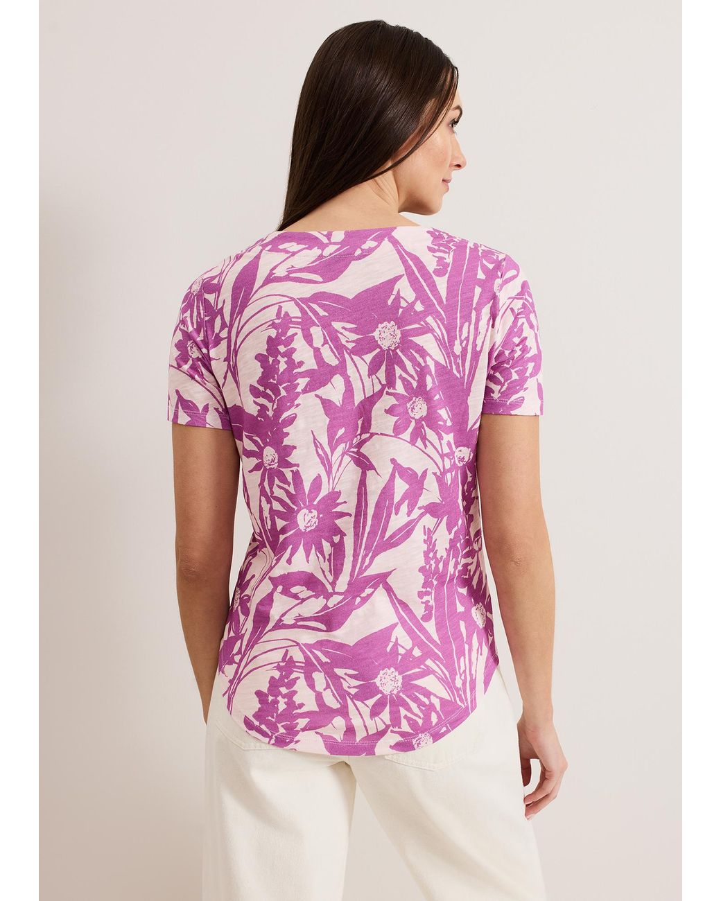 Phase Eight Pink Alice V Neck Floral Print Top