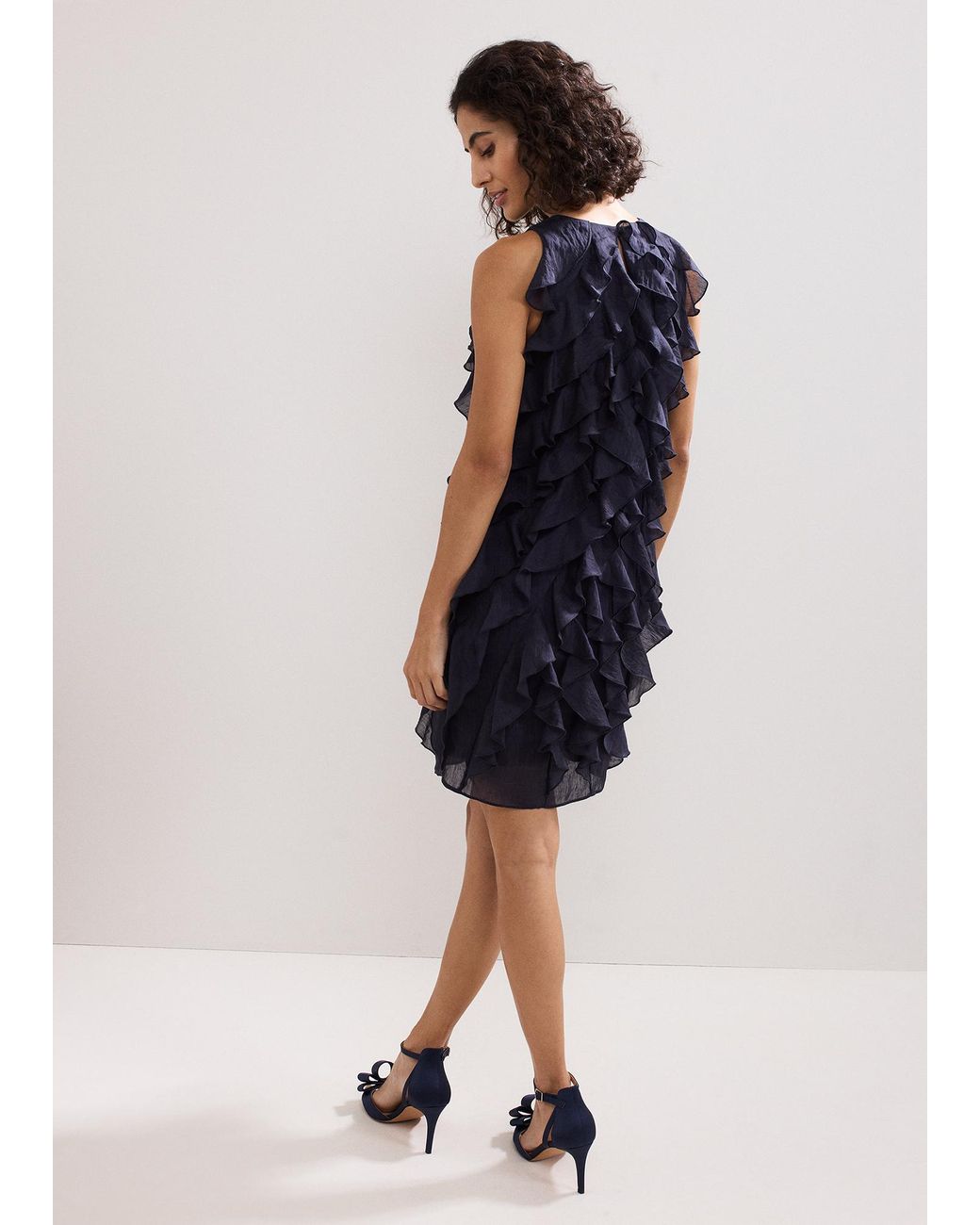 Phase Eight Blue Latara Ruffle Short Dress
