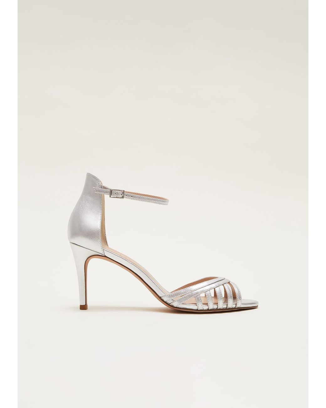 Phase Eight Natural Leather Open Toe Heels