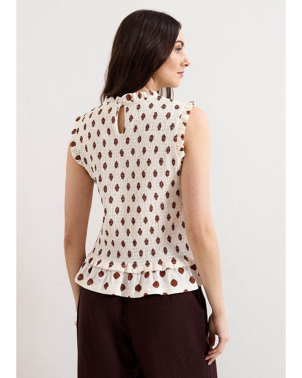 Phase Eight Brown Lenora Spot Sheered Sleeveless Top