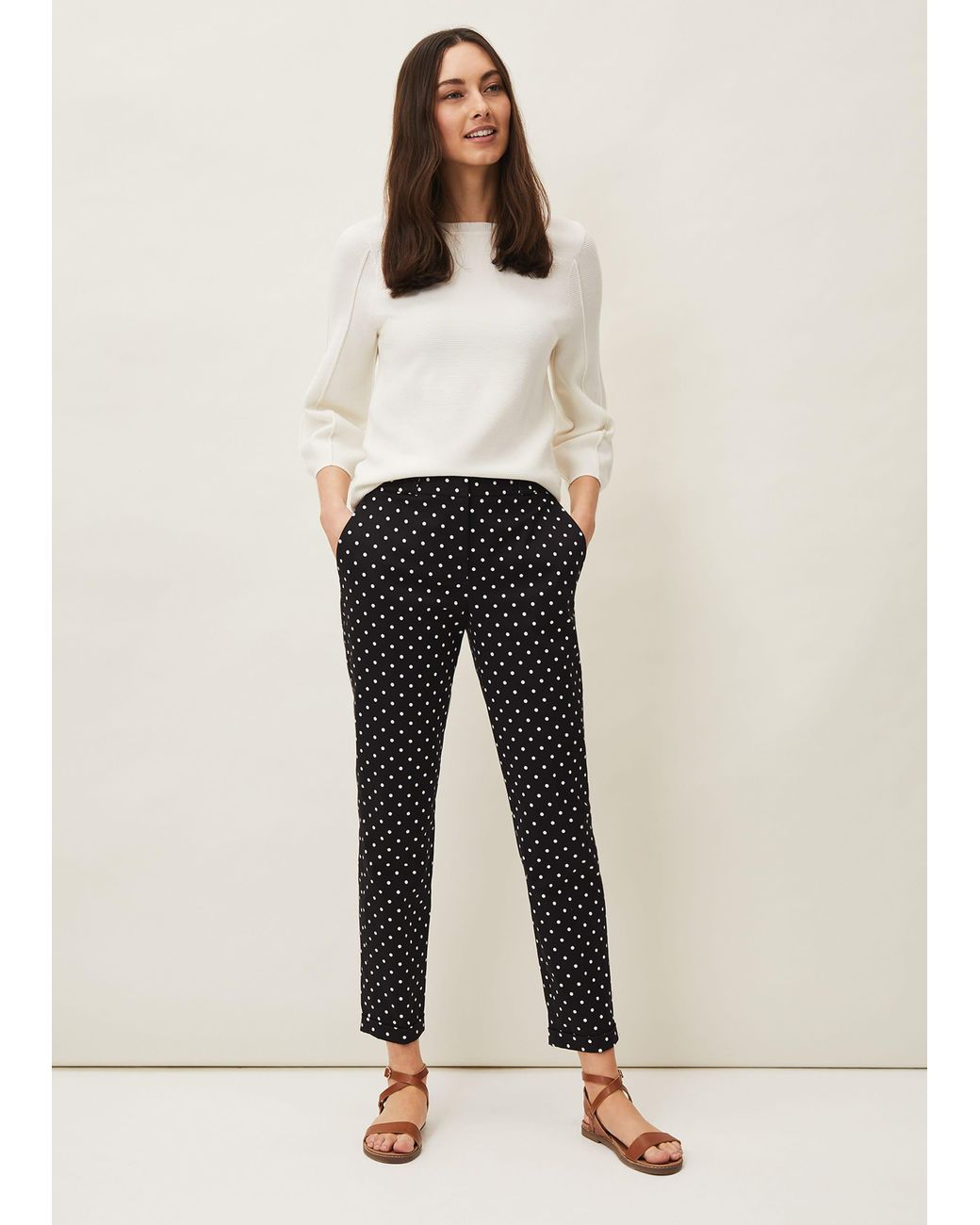 Phase Eight Black Bea Spot Tapered Trouser