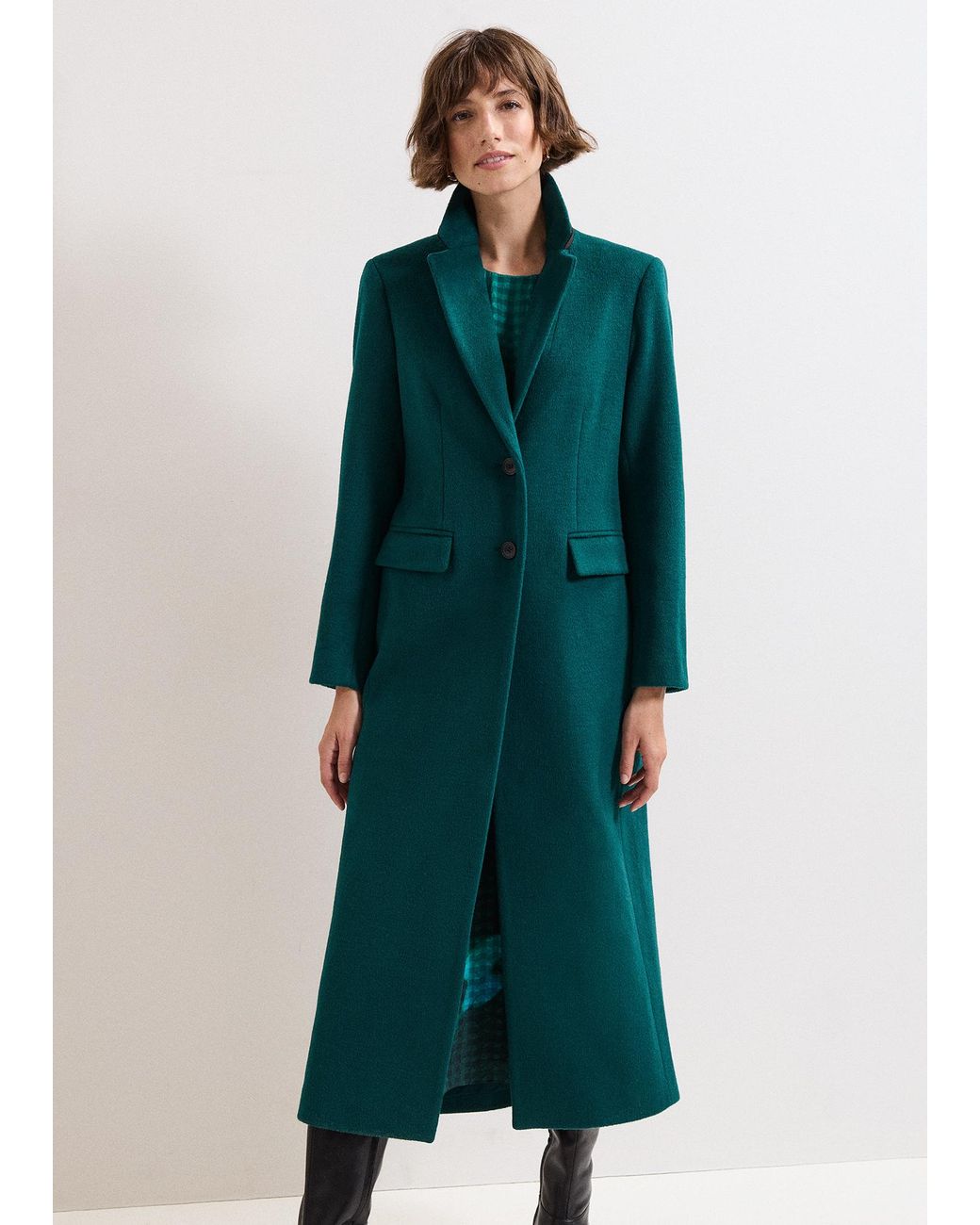 Phase Eight Green Lydia Long Wool Coat
