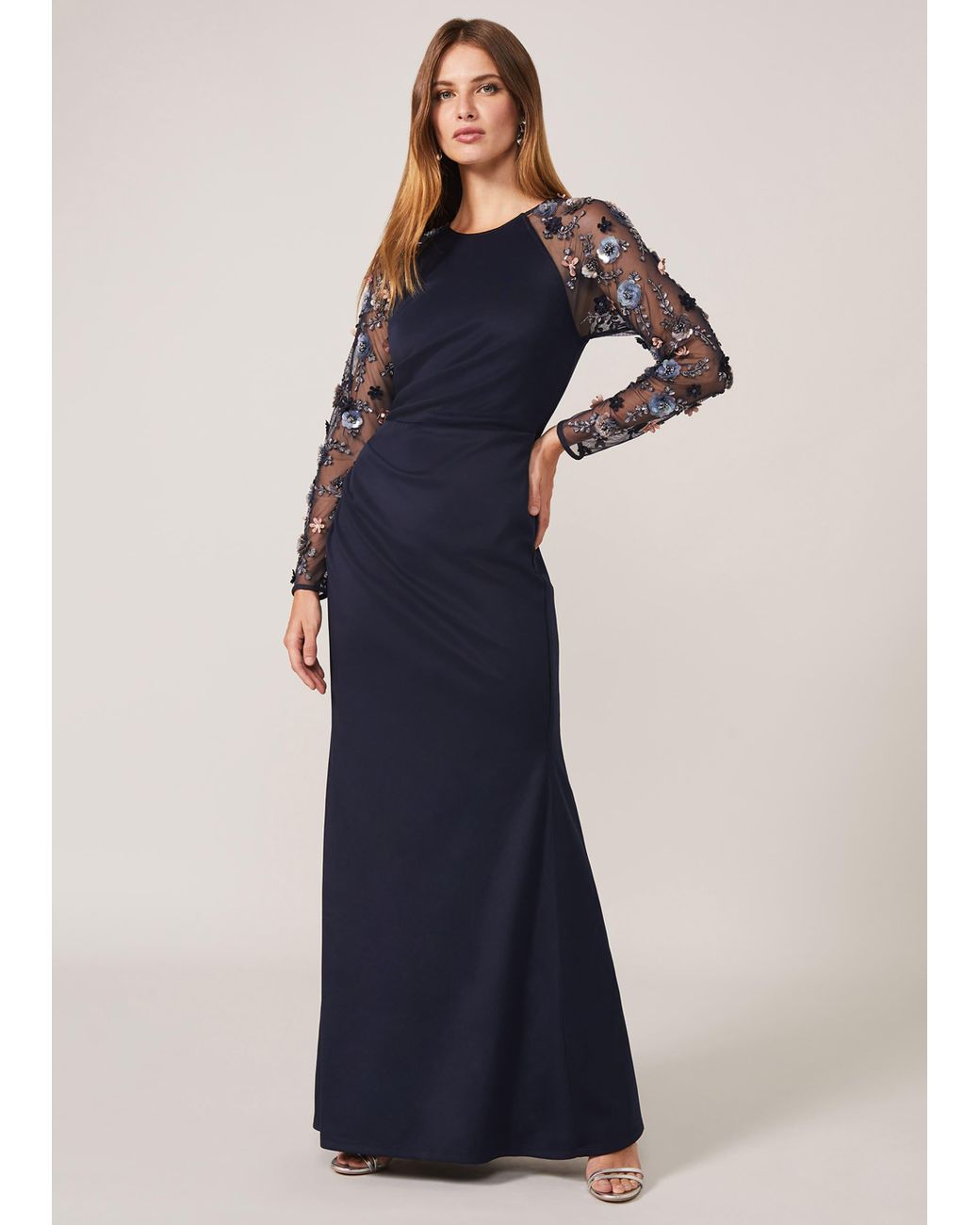 Phase Eight Blue Jody Sequin Sleeve Maxi Dress