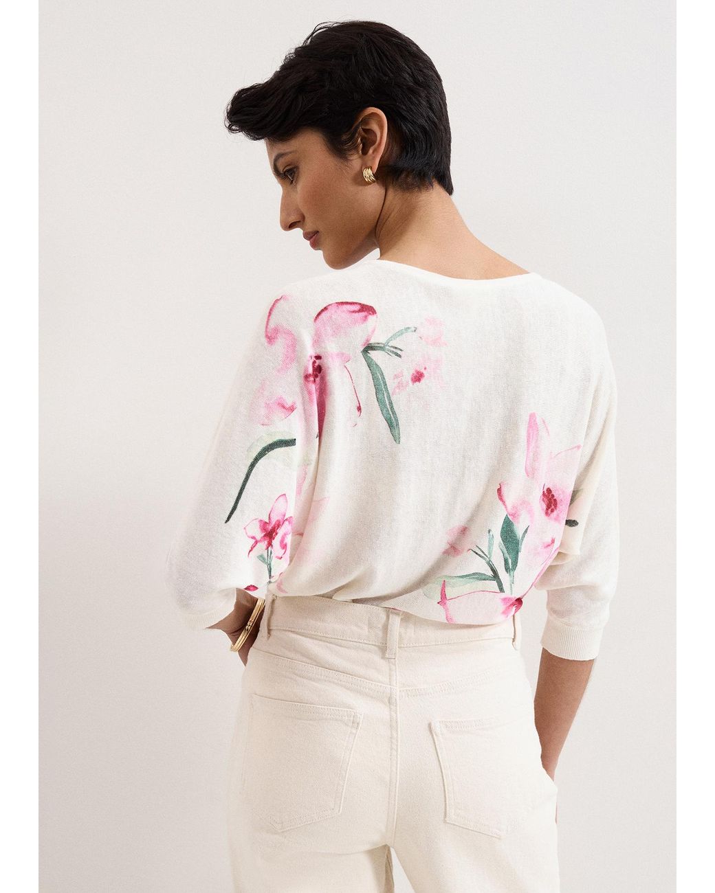 Phase Eight Natural Lorelei Floral Batwing Jumper
