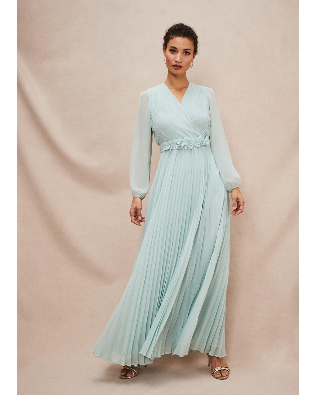 Phase Eight Blue Alecia Pleated Maxi Dress