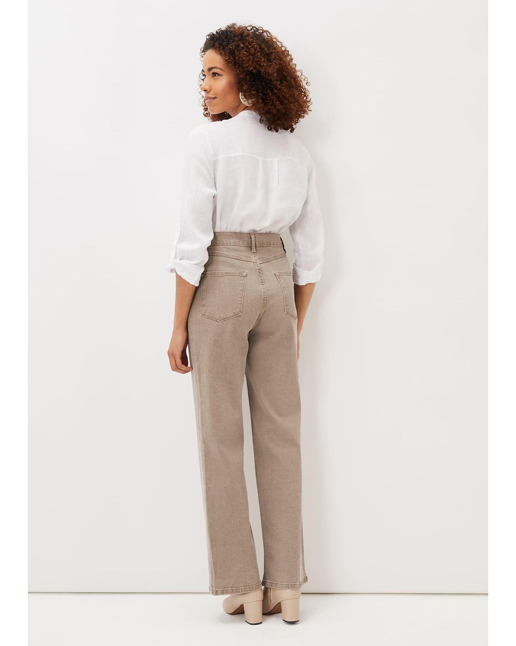 Phase Eight White Eleyana Clay Dye Wide Leg Jean