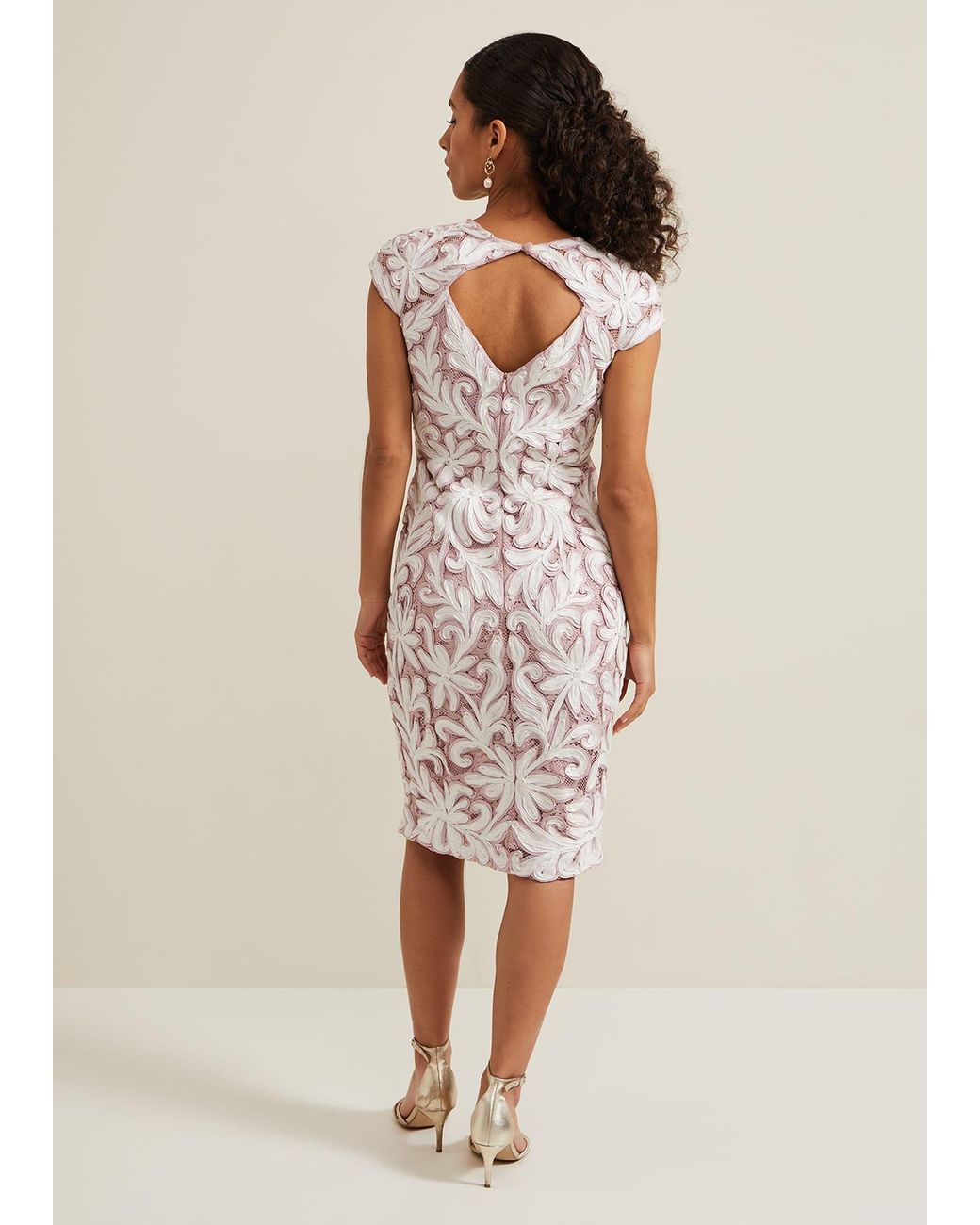 Phase Eight Natural Petite Karima Tapework Midi Dress