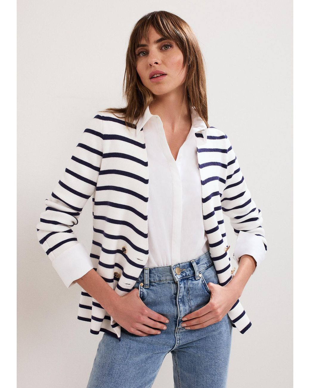 Phase Eight White Clara Stripe Blazer