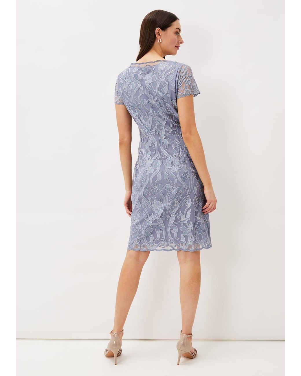 Phase Eight Blue Bea Embroidered Dress