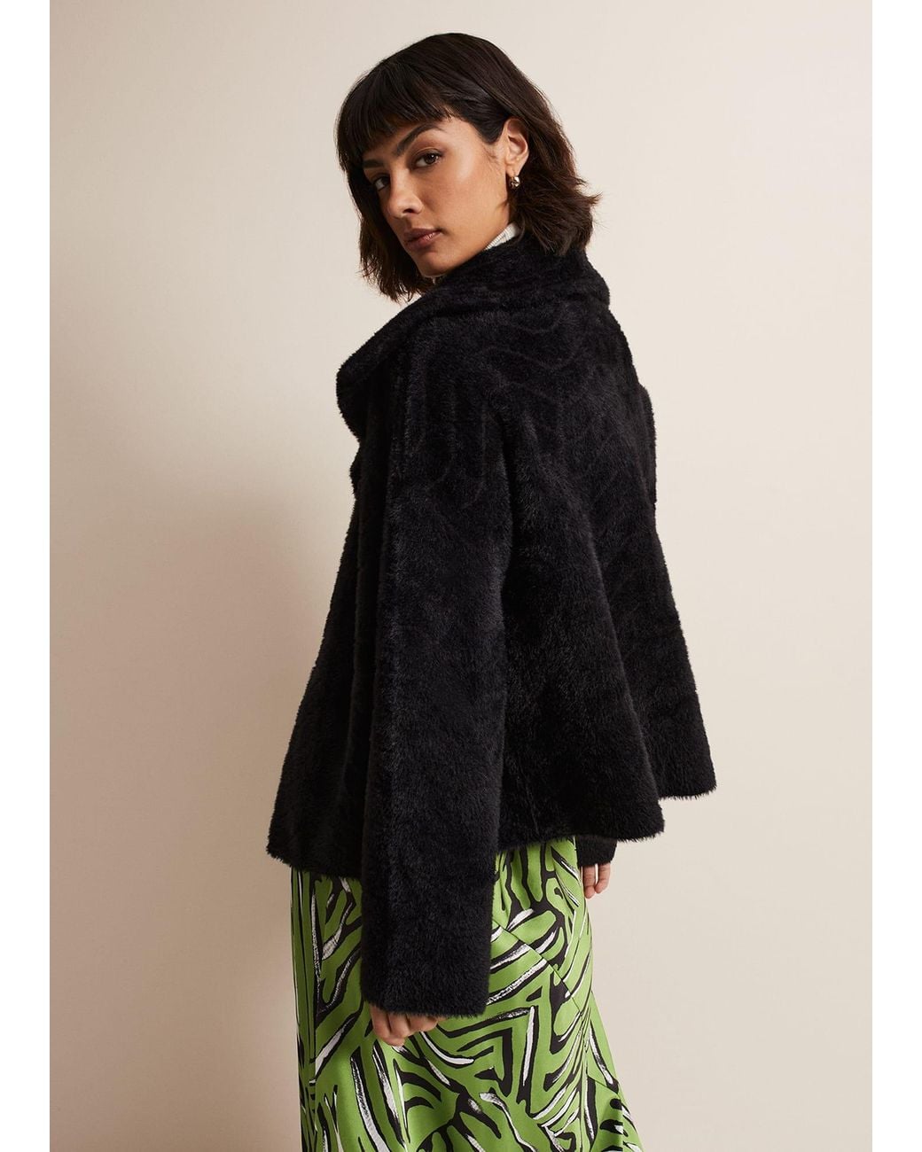 Phase Eight Black Lucy Faux Fur Jacket