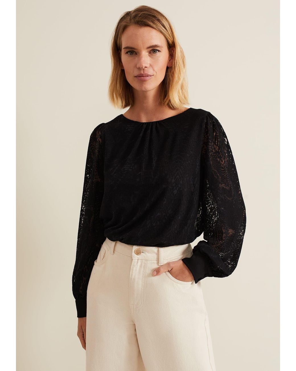 Phase Eight Black Azarliah Snake Burnout Top