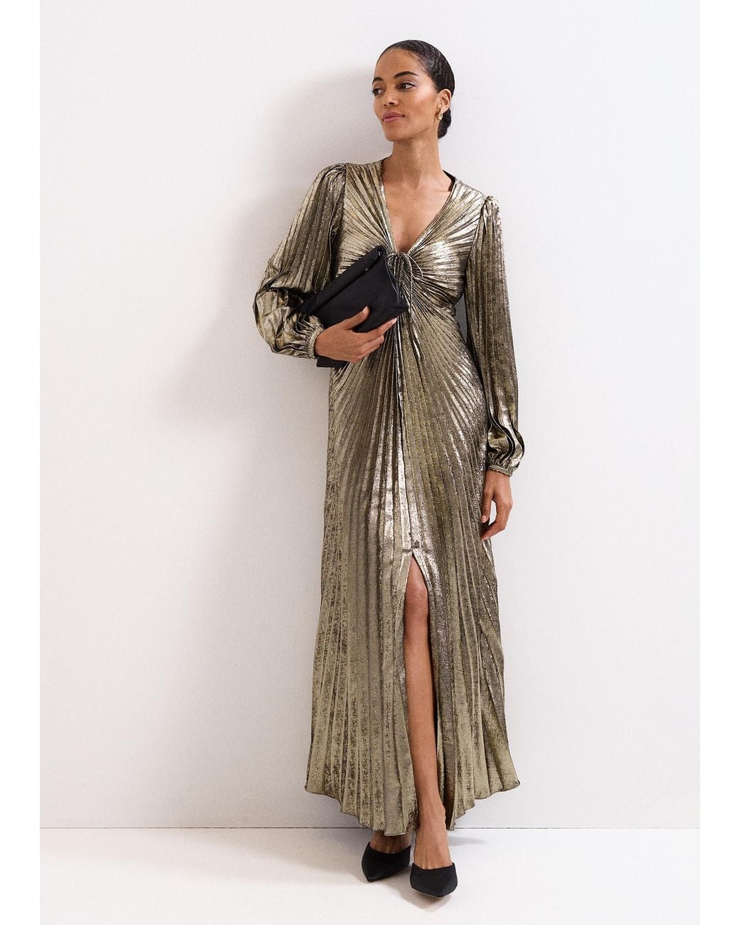 Phase Eight Brown Ellen Pleated Maxi Dress