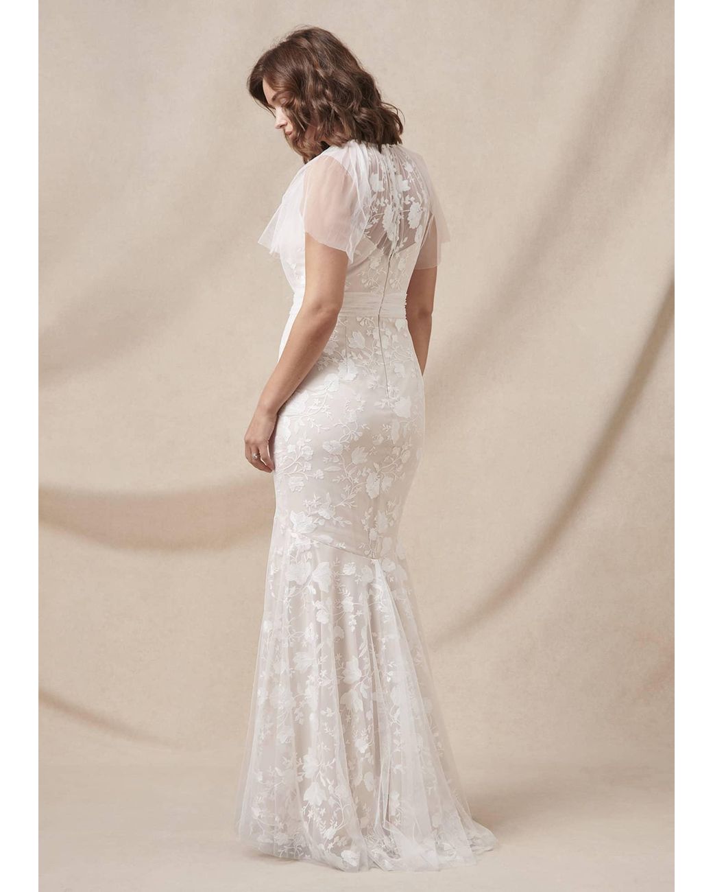 Phase Eight Natural Delilah Mesh Embroidered Maxi Wedding Dress