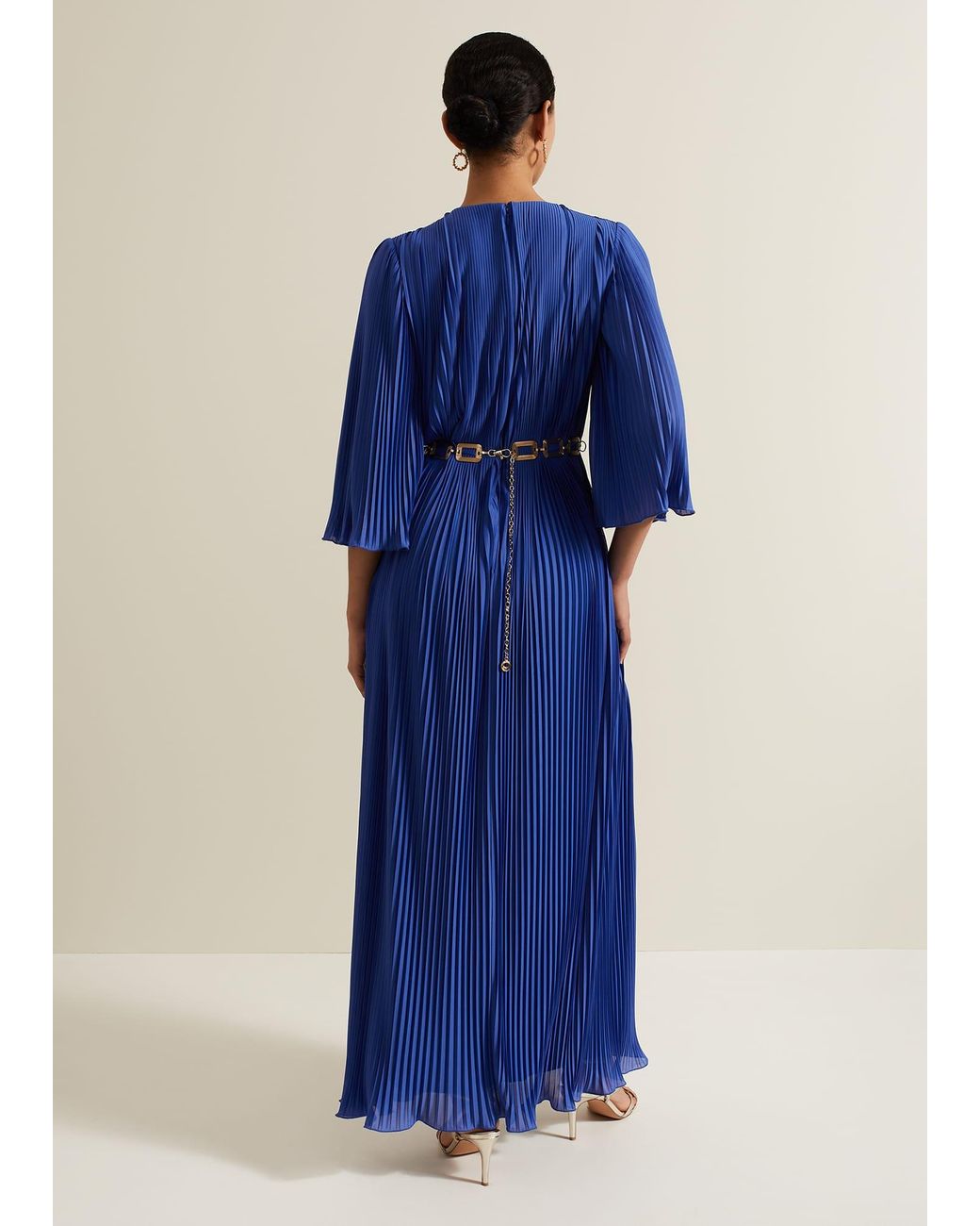 Phase Eight Blue Venetia Pleat Beaded Maxi Dress