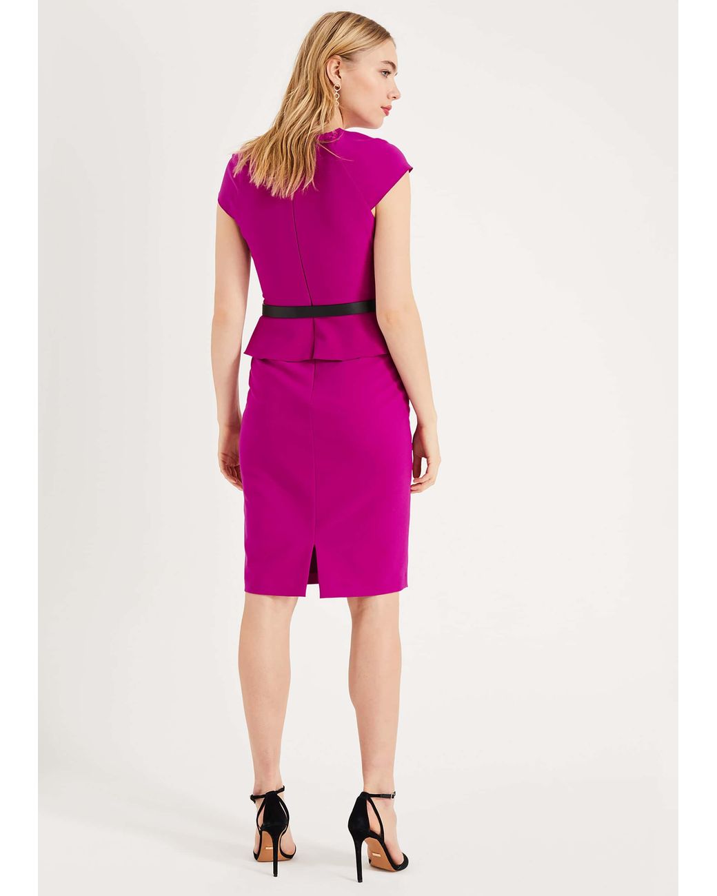Phase Eight Purple Milla Belted Peplum Dress