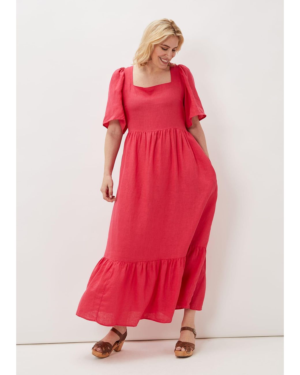 Phase Eight Red Emaline Linen Maxi Dress