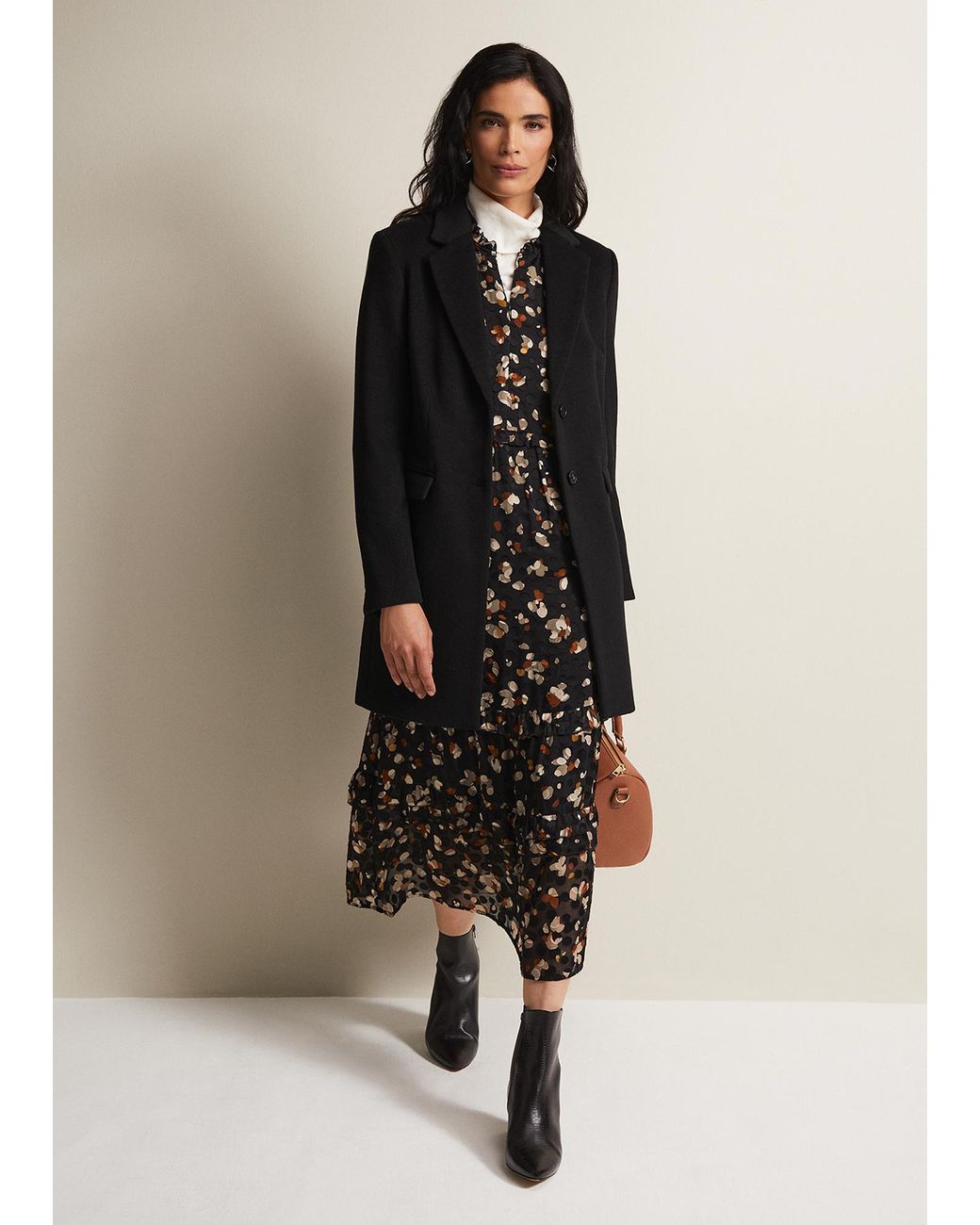 Phase Eight Black Lydia Wool Smart Coat